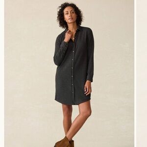 Faherty Gray Long Sleeve Shirt Dress